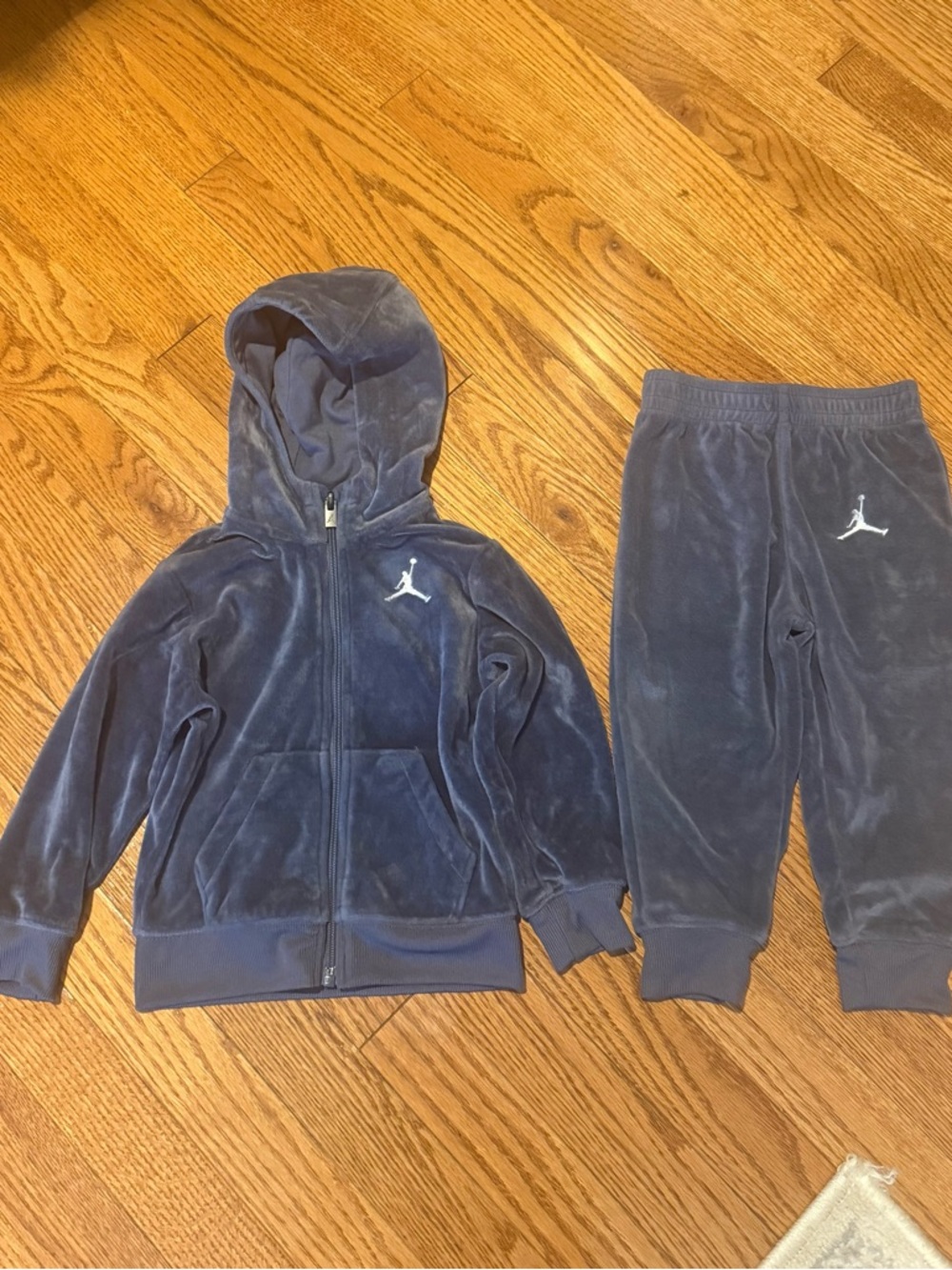 Jordan Kids Navy Blue Velour Hoodie & Joggers Set